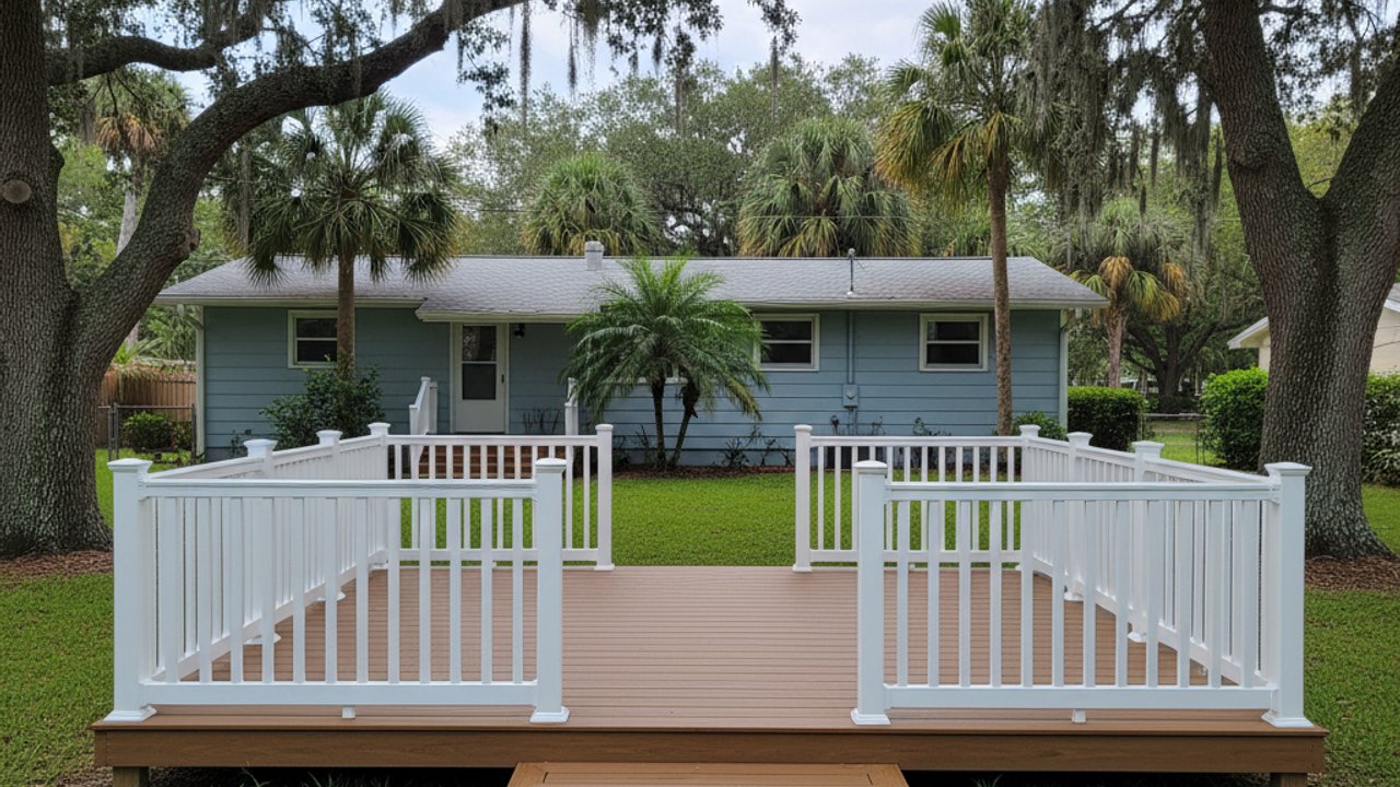 Majestic Deck Solutions crew working on a home